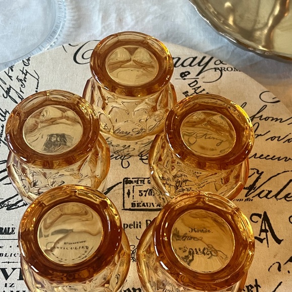Vintage Amber Anchor Hocking 8 oz Glasses SET/5 - Picture 5 of 5